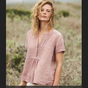 NWT Poetry Short Sleeve Linen V-neck Pintucked Top, U.S.size 4